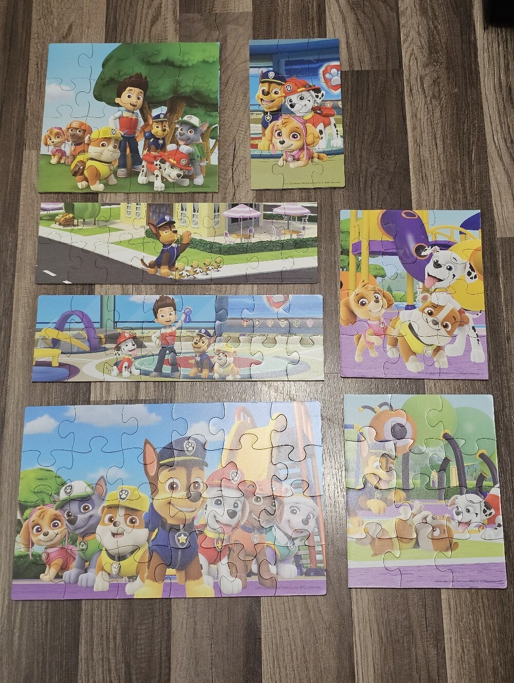 Paw Patrol Wooden Puzzles - Set Of 7 Numbered Puzzles for Kids